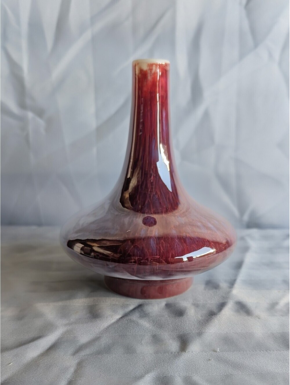 Jingdezhen Sang De Boeuf Flambe Glazed Porcelain Bottle Vase Vintage Oxblood
